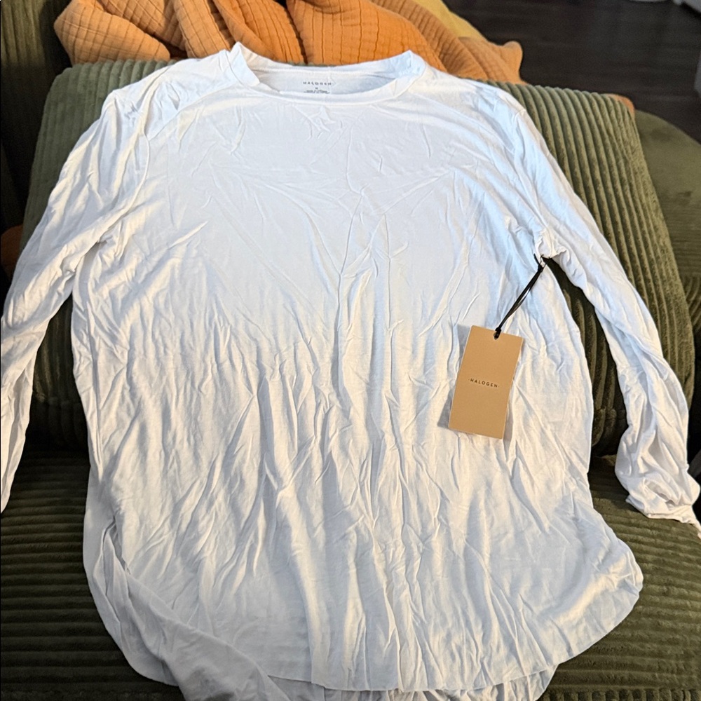 Halogen Classic White Long Sleeve Tee